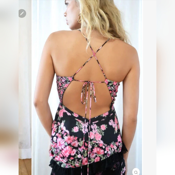 🍋For Love and Lemons Rosalyn Black Floral Maxi Dress - Picture 2 of 16